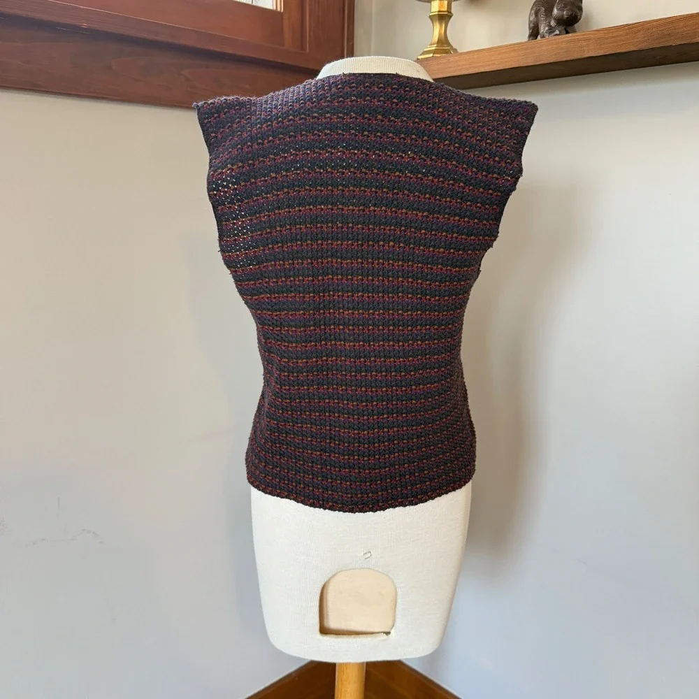 Vintage Knit Small Womens Vest 90s‎ Dark Academia Moody Professor Gothic